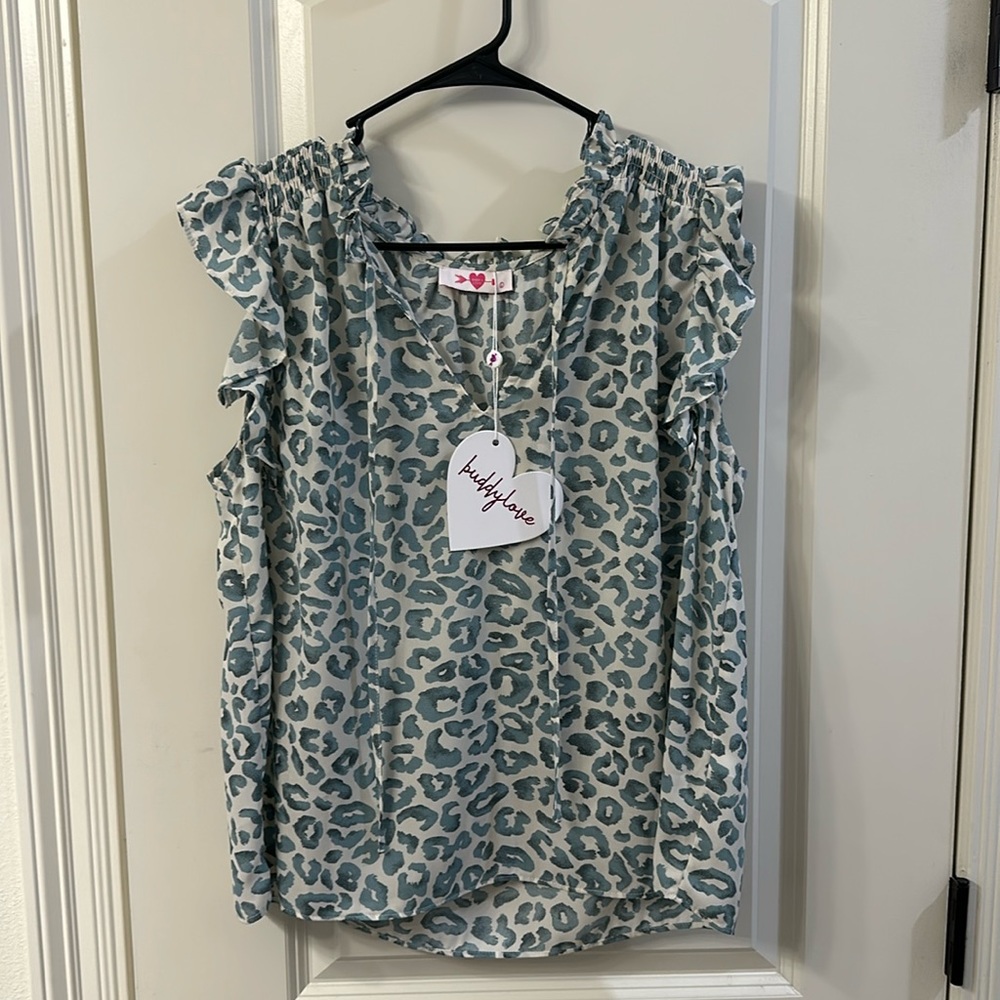 NWT - BuddyLove ruffle sleeve top